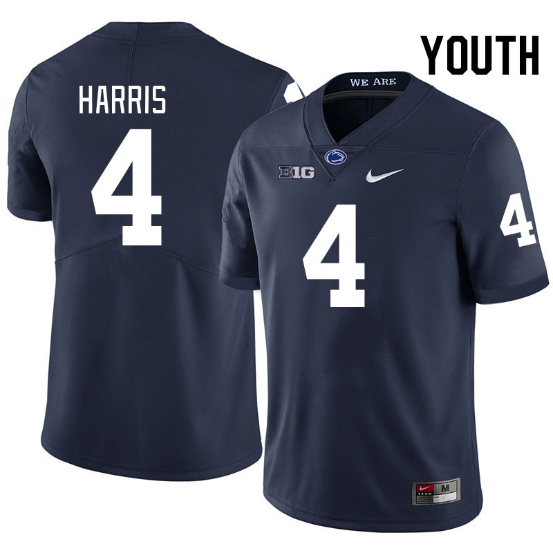 Youth #4 A.J. Harris Penn State Nittany Lions College Football Jerseys Stitched-Navy